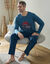 Bedrukt pyjamashirt met lange mouwen (grijsblauw)