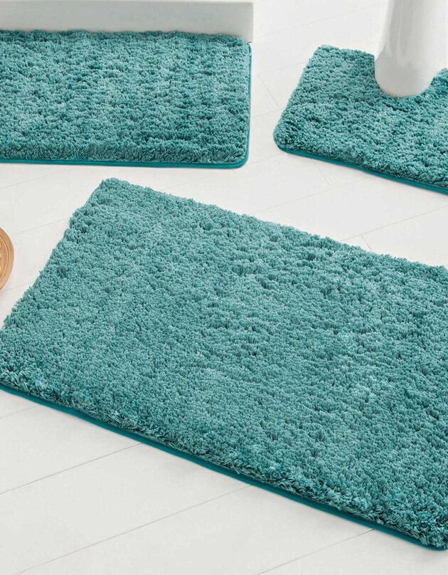 Tapis de bain uni moelleux microfibre (lagon)