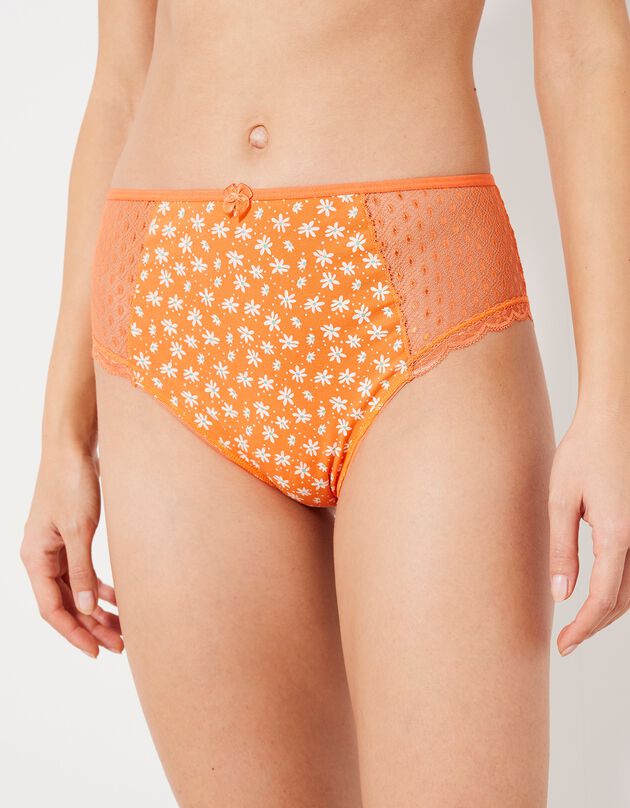 Culotte maxi dentelle coton imprimé Tropea - lot de 4 (corail + mauve)