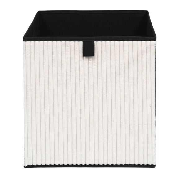 Cube de rangement pliable, velours côtelé (blanc)
