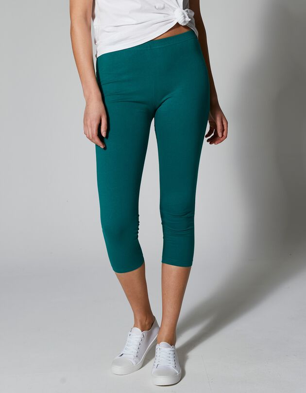 Rekbare kuitbroek met elastische taille (smaragd)