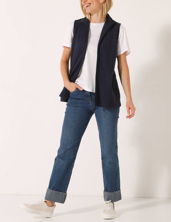 Veste zipp&eacute;e maille polaire, sans manches (marine)