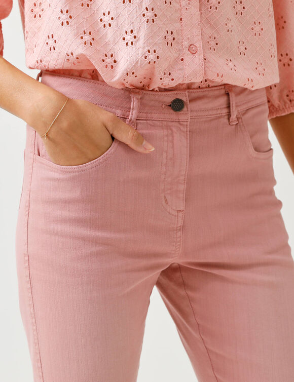 Pantalon slim, taille haute, grande stature (bois de rose)