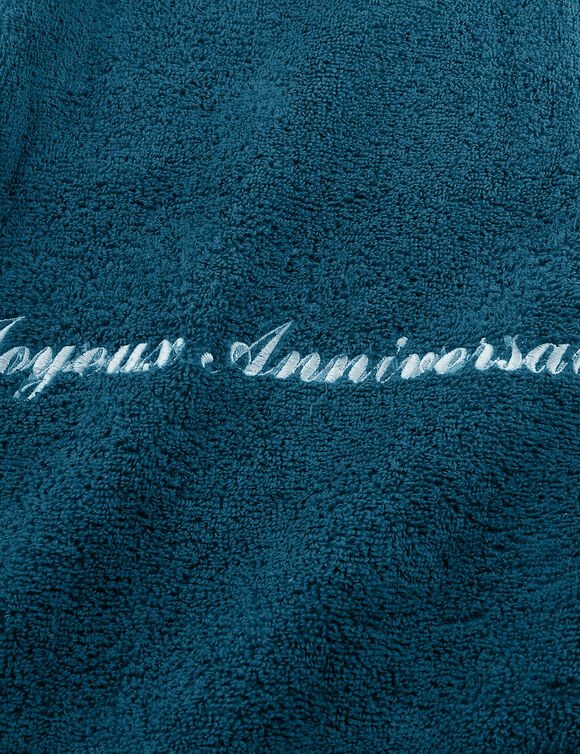 Effen handdoek, zacht comfort, personaliseerbaar (pauwblauw)