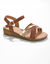 Sandalen met sleehak en meerdere riempjes (karamel)