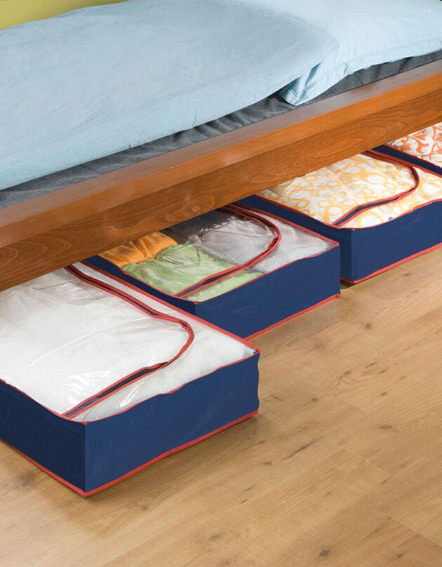 Opberghoezen voor onder het bed - set van 4 (blauw/rood)