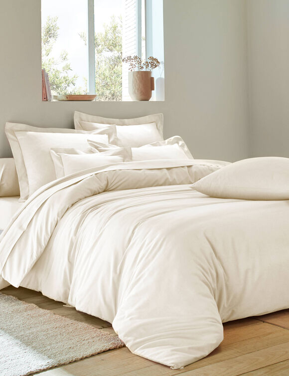 Linge de lit uni polyester-coton Colombine (&eacute;cru)