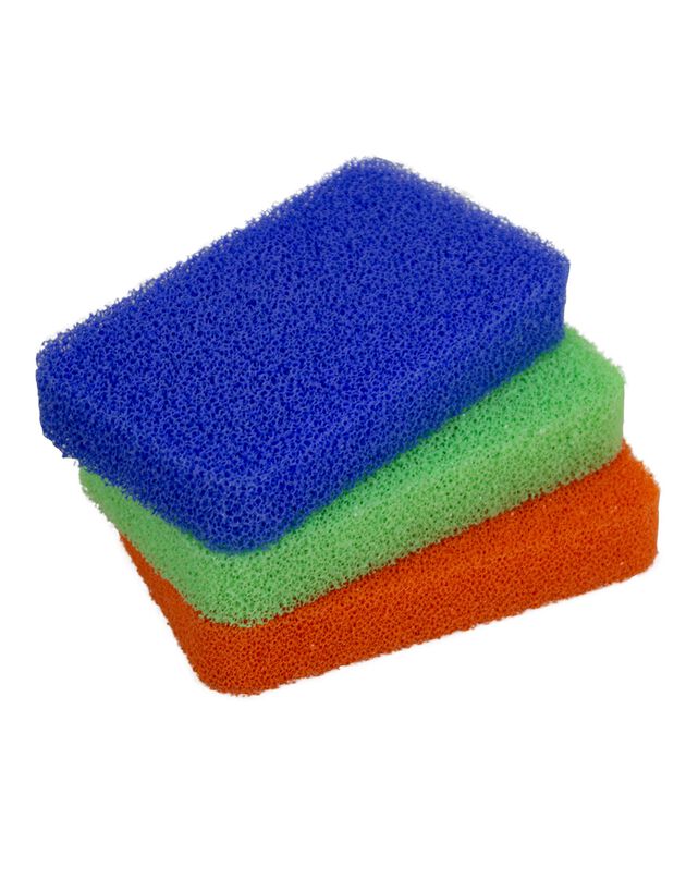 Éponge en silicone - lot de 3 (bleu/vert/rouge)