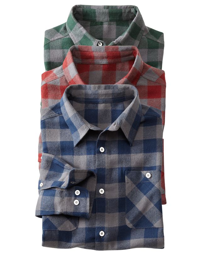 Geruit hemd in flanel - set van 3 (groen + bordeaux + marine) Geruit hemd in flanel - set van 3 (groen + bordeaux + marine)