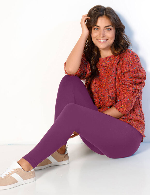 Legging taille haute spécial froid, molleton gratté (prune)