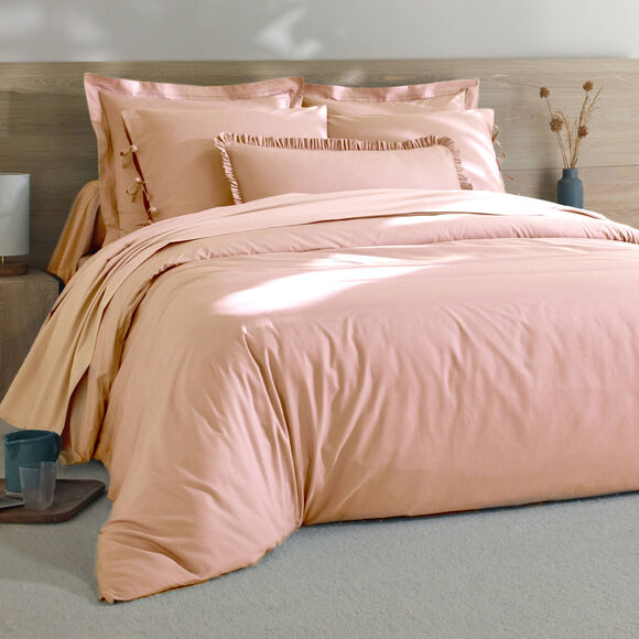 Linge de lit uni percale (rose poudré)