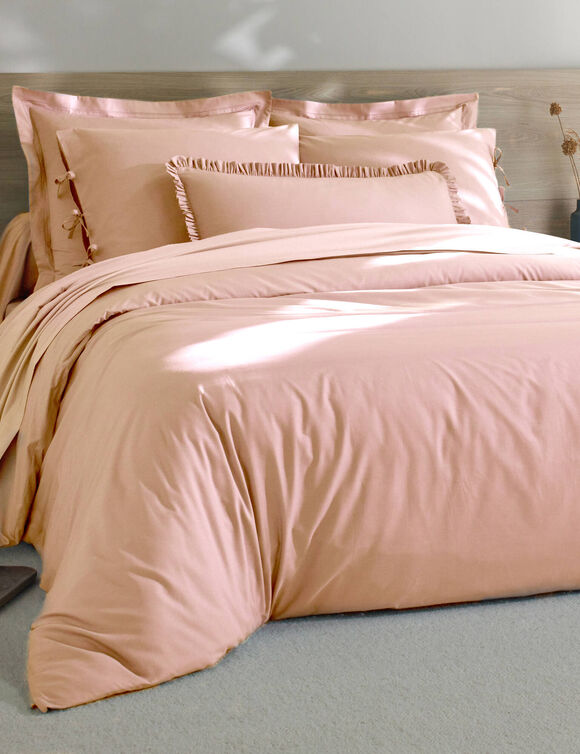 Linge de lit uni percale (rose poudré)