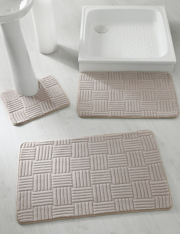 Tapis de bain effet damier (taupe)