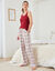 Pantalon de pyjama tissé teint carreaux (écru / rose)