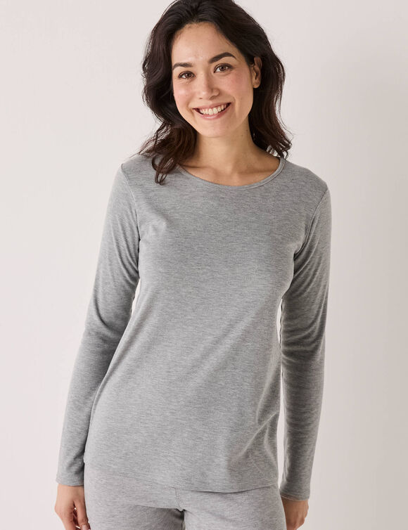 Thermisch T-shirt met ronde hals - lange mouwen (chin&eacute; grijs)
