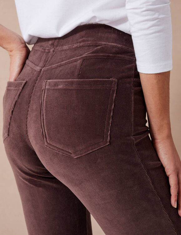 Pantalon droit, maille velours côtelé (chocolat)