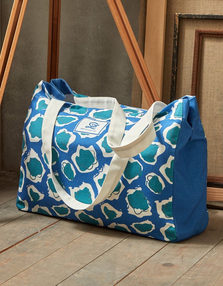 Sac cabas, collection "Odette Lepeltier" (bleu / vert)