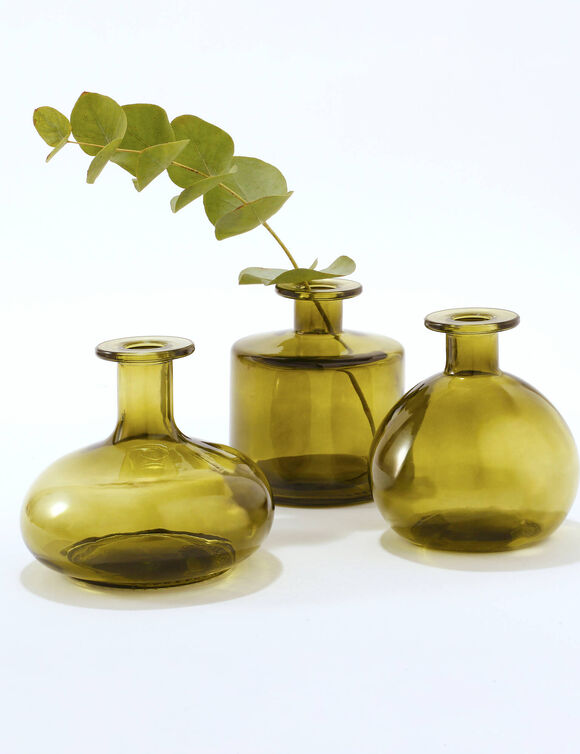 Glazen vaasje - set van 3 (groen)
