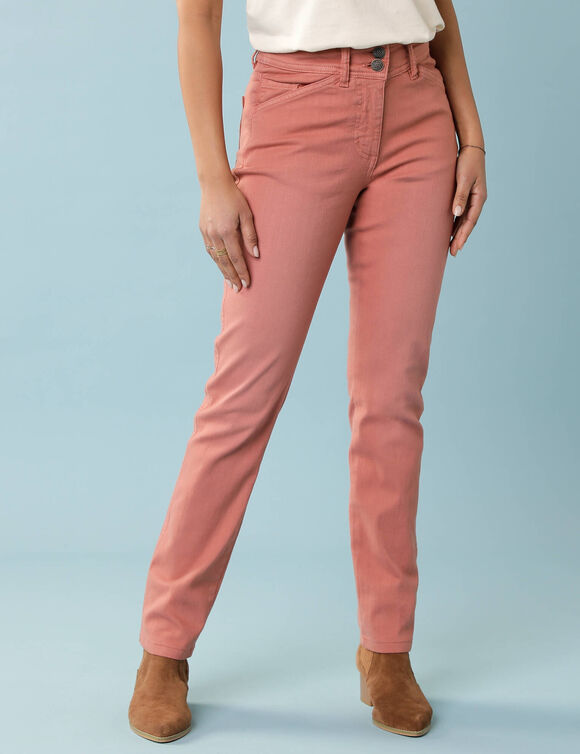 Pantalon droit &agrave; d&eacute;coupes, Sp&eacute;cial Petites (bois de rose)