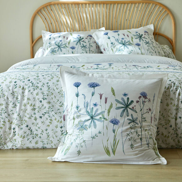 Bedlinnen Julie in katoen met plantenprint (wit)