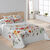 Gematelasseerde bedsprei, bloemen (wit / roze)