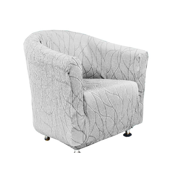 Housse extensible motif jacquard "serpentins" spéciale fauteuil cabriolet  (gris clair)