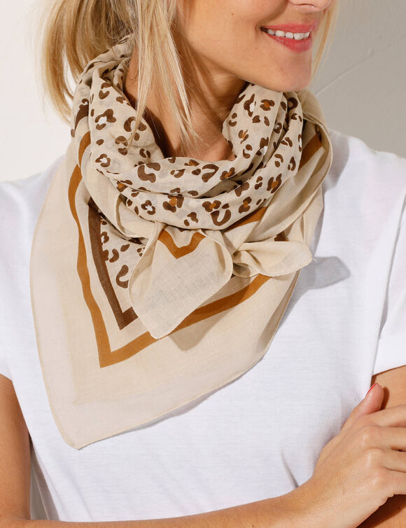 Foulard imprimé léopard (beige)