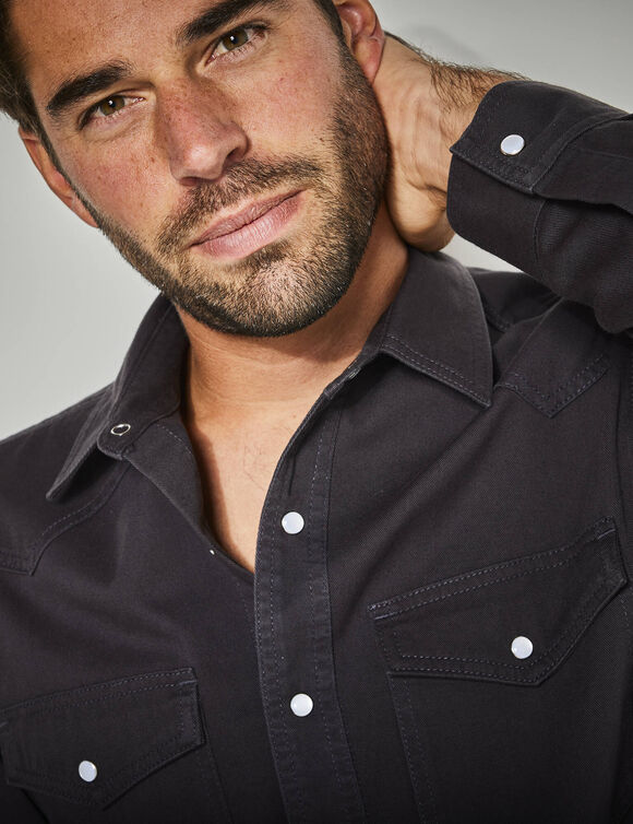 'Western' hemd in jeans (antraciet)