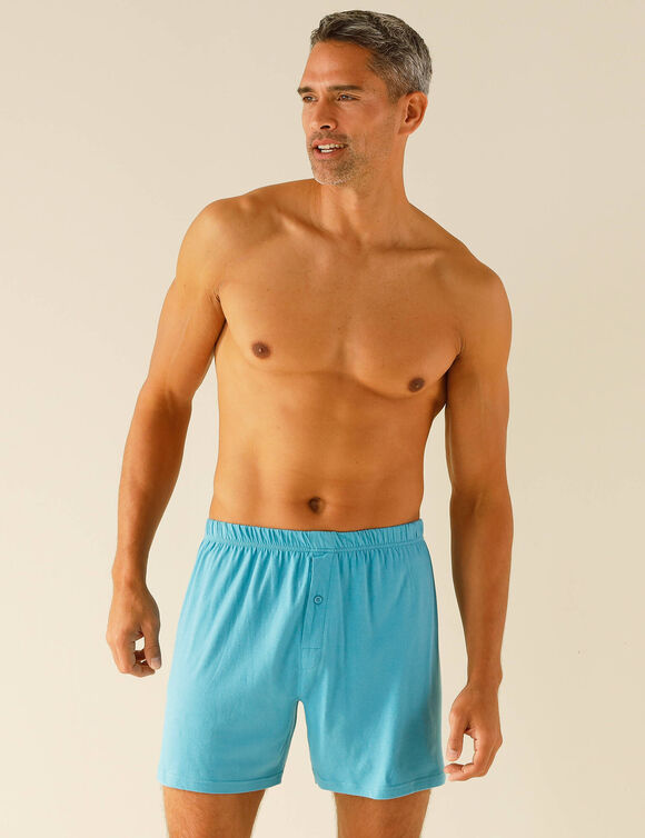 Caleçon flottant ouvert uni - lot de 4 (gris + marine + turquoise)