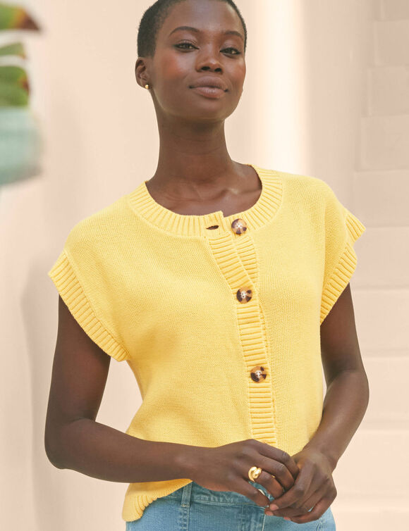 Gilet boutonn&eacute;, sans manches (jaune)