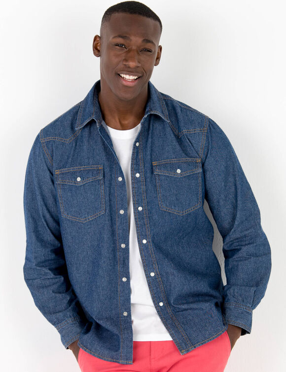 'Western' hemd in jeans (stone)