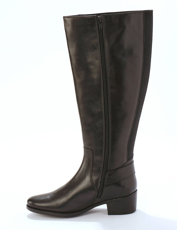 Boots in splitleer met perforaties - bordeaux (zwart)