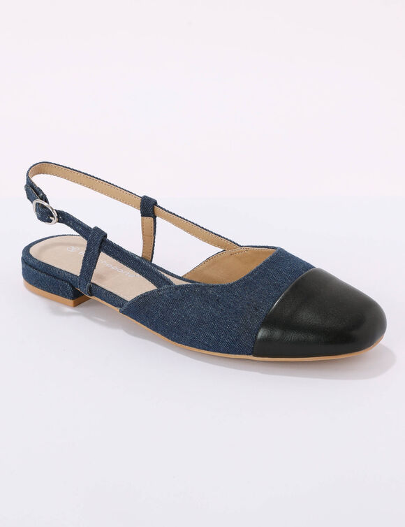 Ballerines slingback bicolore (denim blauw)