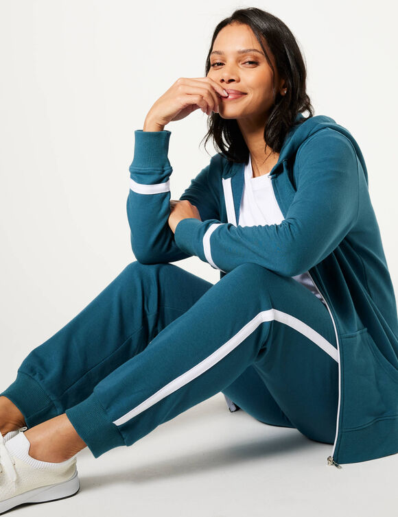 Tweekleurige joggingbroek (eendenblauw / wit)