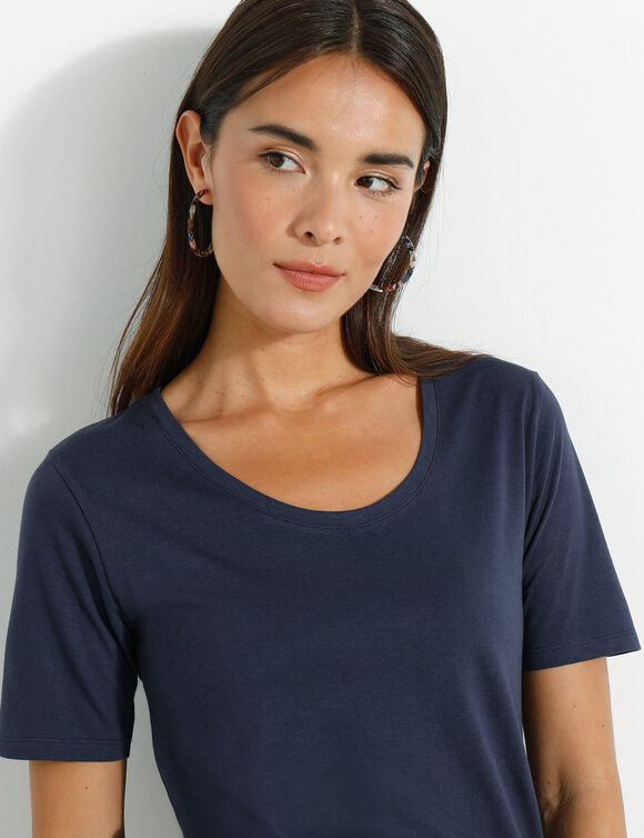 T-shirt col rond manches courtes (marine)