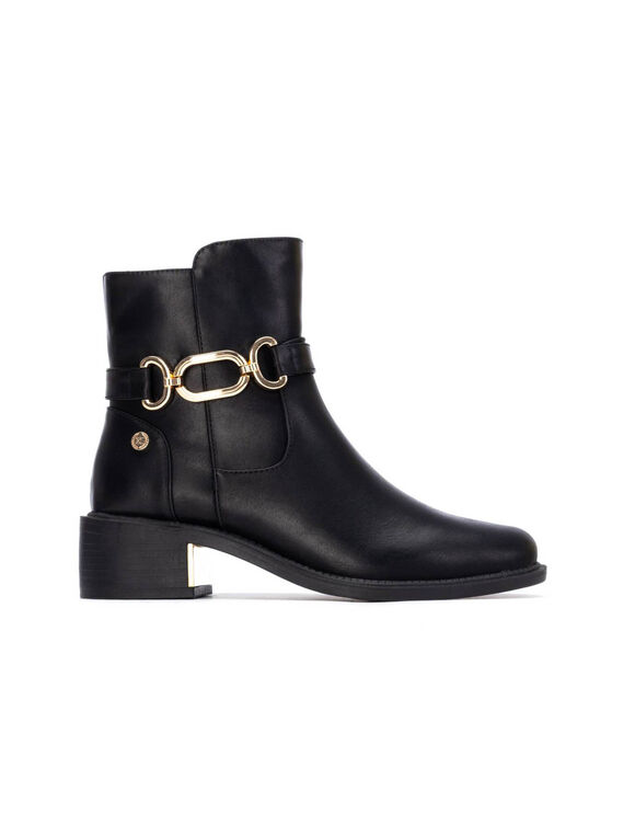 Low boots met « kroko »-details - bruin (zwart)