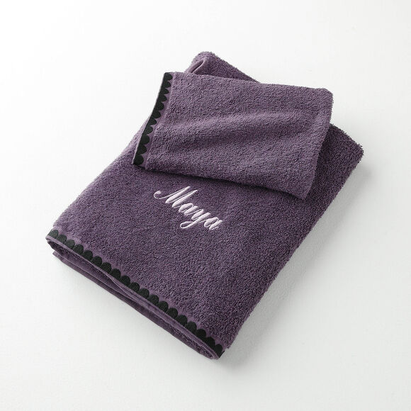 Handdoeken met fantasieborduursel, personaliseerbaar - 420 g/m2 (aubergine)