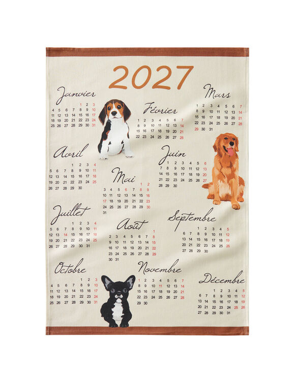 Torchon calendrier chiens chats oiseaux - lot de 3 (multicolore)