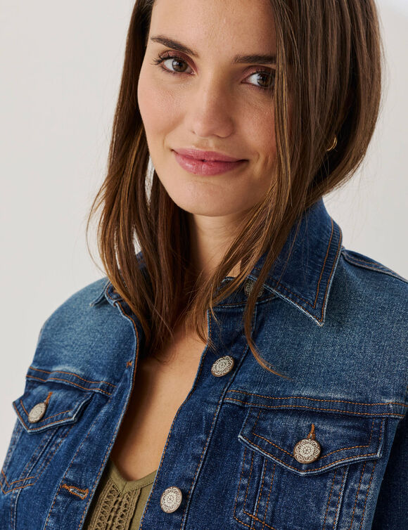 Veste boutonn&eacute;e en jean (stone)