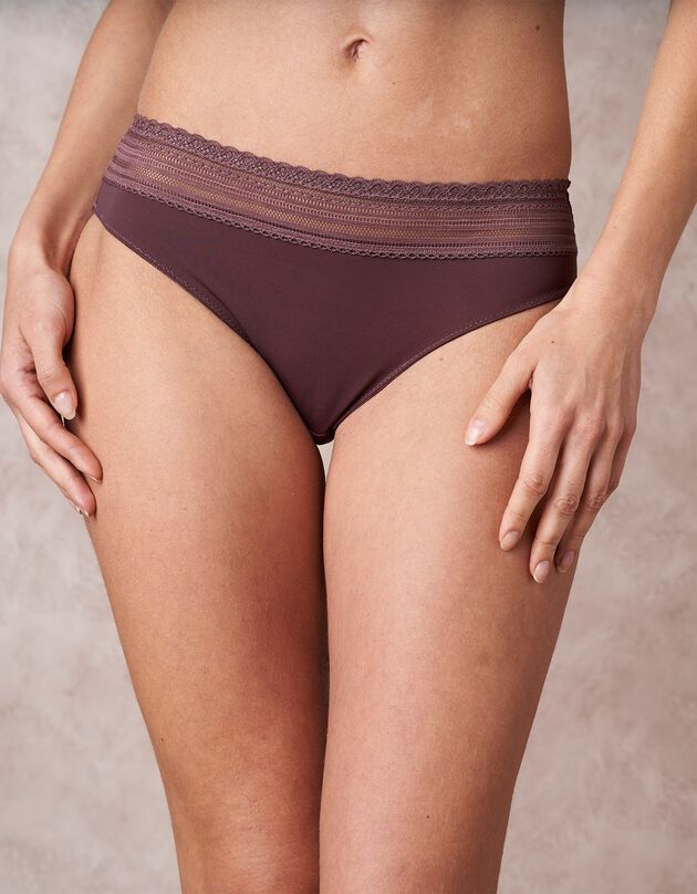 Culotte invisible microfibre et dentelle forme midi Albury - lot de 2  (marron glacé)