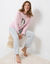 Pyjama pantalon polaire motif "pingouins" manches longues (roze / grijs)