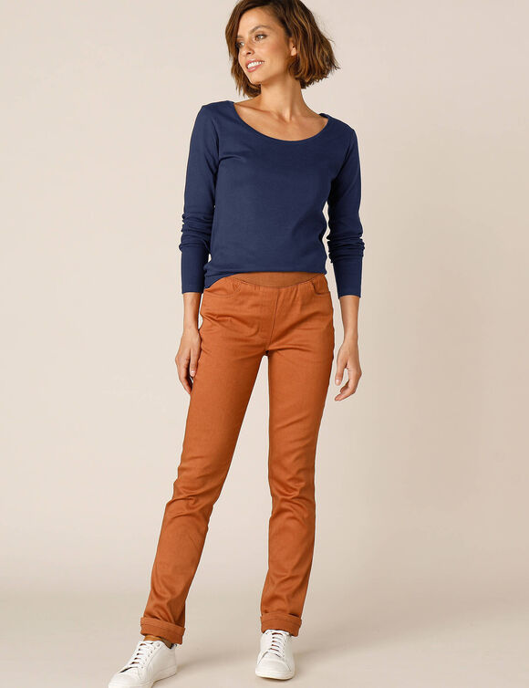 T-shirt uni manches longues en coton biologique(**) (marine)