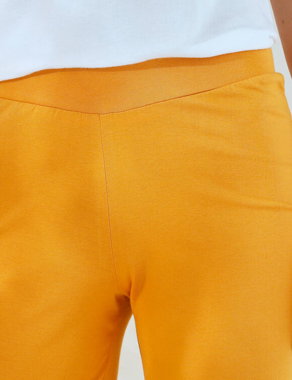 Pantalon large stretch, taille élastiquée (safran)