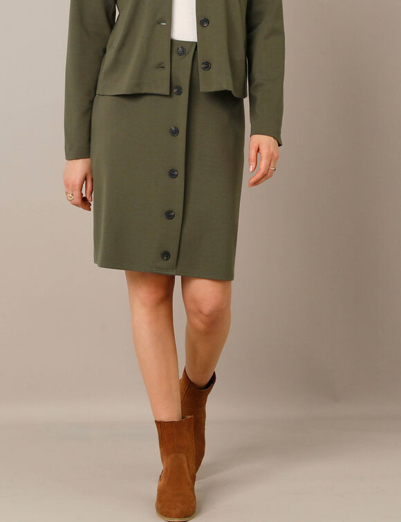 Veste boutonnée, maille milano (kaki)