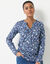 Tuniek met geknoopte kraag en dierenhuidprint (marine / ecru)