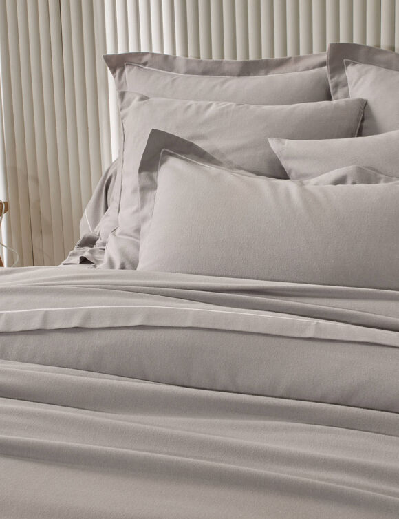 Linge de lit uni flanelle (taupe)