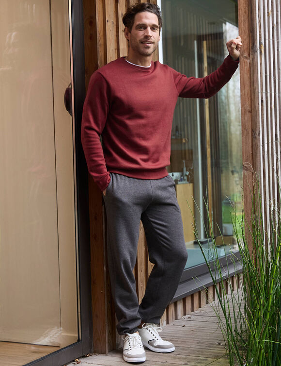 Sweat molleton col rond (rouge)