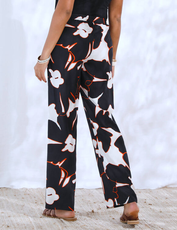 Pantalon large élastiquée, imprimé XXL (noir / blanc)