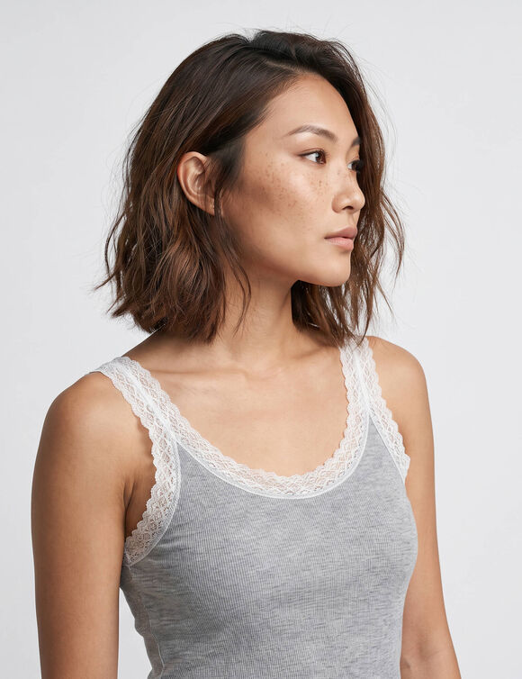 Caraco dentelle avec brassi&egrave;re int&eacute;gr&eacute;e - chaleur douce (gris chin&eacute;)