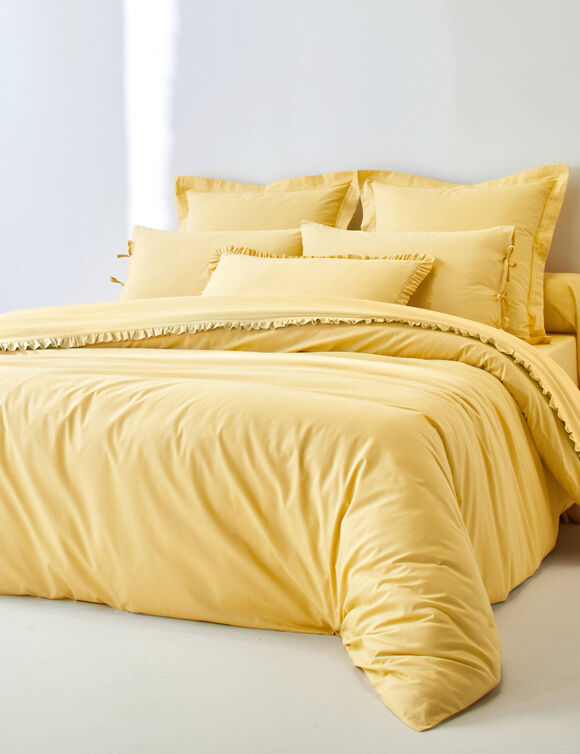 Linge de lit uni - percale de coton 72 fils/cm&sup2; (jaune p&acirc;le)
